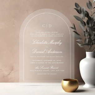 Klassiek Elegant Schrift Monogram Arch Trouwdag Acryl Uitnodigingen
