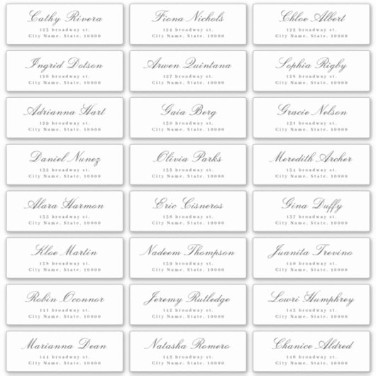 Klassiek Elegant script bruiloft gastadreslabel Sticker (Voorkant)
