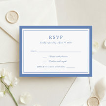 Klassiek Elegant Stofblauw Lijst Huwelijk RSVP