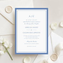 Klassiek Elegant Stofblauw Rand Frame Huwelijk