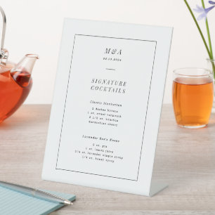 Klassiek Elegant Type Cocktail Menu Pedestal Sign Reclamebord Met Voetstuk