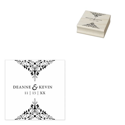 Klassiek Elegant Verfijnd Huwelijksornament Rubberstempel (Gestempeld)