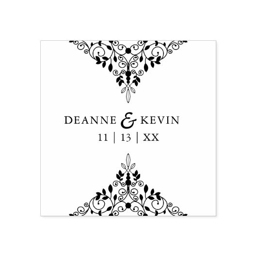 Klassiek Elegant Verfijnd Huwelijksornament Rubberstempel (Afrduk)