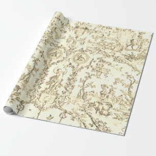 Klassiek Elegant Vintage Beige Frans Land Toile Cadeaupapier