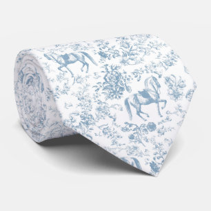 Klassiek Elegant Vintage Blauwe Equestrian Toile Stropdas