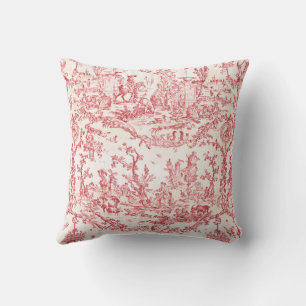 Klassiek Elegant Vintage Rood Frans Land Toile Kussen