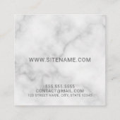 Klassiek elegant wit marmer modern script vierkante visitekaartje (Achterkant)