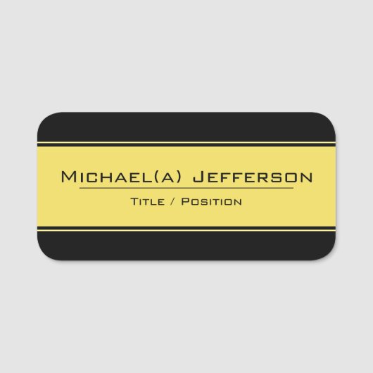Klassiek Elegant zwart en geel: modern & uniek Naamplaatje (Voorkant)