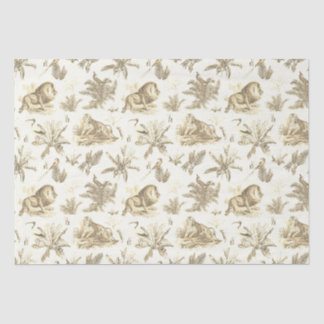 Klassiek Elegante Leeuw Tijger Beige Toile Tissuepapier