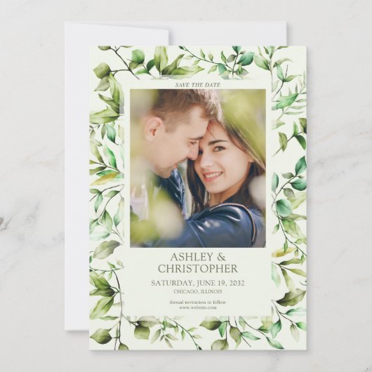 Klassiek Elegante Rustieke Bloemen Border Wedding Save The Date (Voorkant)