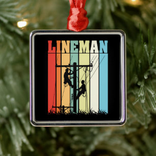 Klassiek elektricien Retro geschenkidee voor lijnw Metalen Ornament