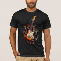 Klassiek elektrisch gitaar & vinylplaat T-shirt