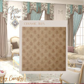 Klassiek Emblem Brown Taupe Linen Tegeltje