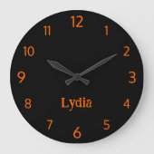 Klassiek en Elegant Zwart en Zonsondergang Oranje Grote Klok (Voorkant)