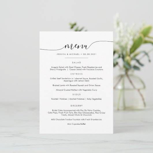 Klassiek en minimalistisch menu platte Kaart (Staand voorkant)
