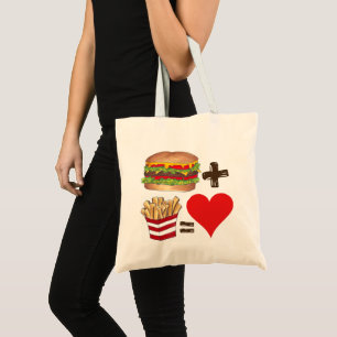 Klassiek eten paren Burger + Fries = liefdeshart Tote Bag