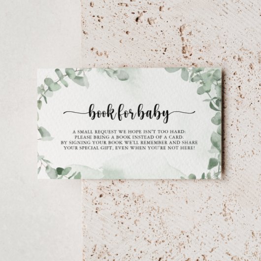 Klassiek Eucalyptus Baby shower Book Request Informatiekaartje
