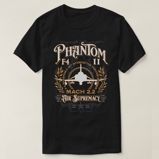 Klassiek F4 Phantom II Fighter Bomber Jet Vliegtui T-shirt (Design voorkant)