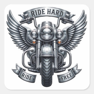 Klassiek fietsontwerp met vleugels & woorden vierkante sticker