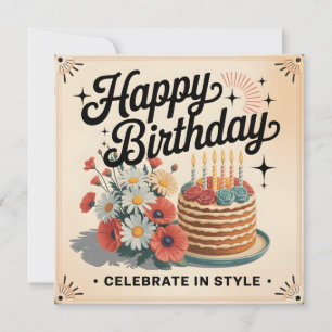 Klassiek "Fijne verjaardag - vier het in stijl" Kaart