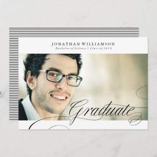 Klassiek formeel elegante script afstudeerwerk aankondiging (Voorkant / Achterkant)