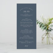 Klassiek formeel trouwfeest met Navy Blauwe kallig Menu (Staand voorkant)
