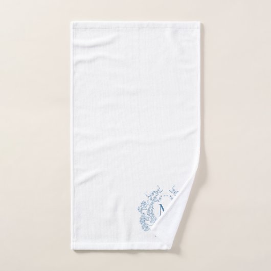 Klassiek Frans blauw bloemenkam monogram Bad Handdoek (Handdoek)