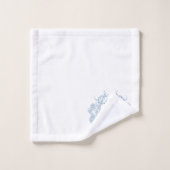 Klassiek Frans blauw bloemenkam monogram Bad Handdoek (Wasdoekje)