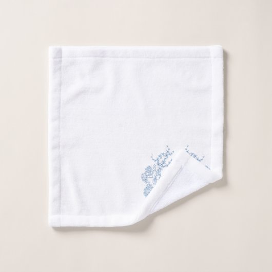 Klassiek Frans blauw bloemenkam monogram Bad Handdoek (Wasdoekje)