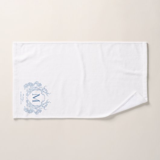 Klassiek Frans blauw bloemenkam monogram Bad Handdoek (Handdoek)