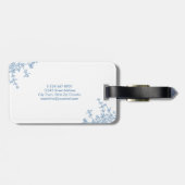 Klassiek Frans blauw bloemenkam monogram Bagagelabel (Achterkant horizontaal)