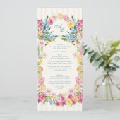 Klassiek Frans Blauw Bloemmotief Trouwmonogram Menu (Staand voorkant)