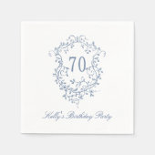 Klassiek Frans Victoriaans Blauw 70e Verjaardagsfe Servet (Voorkant)