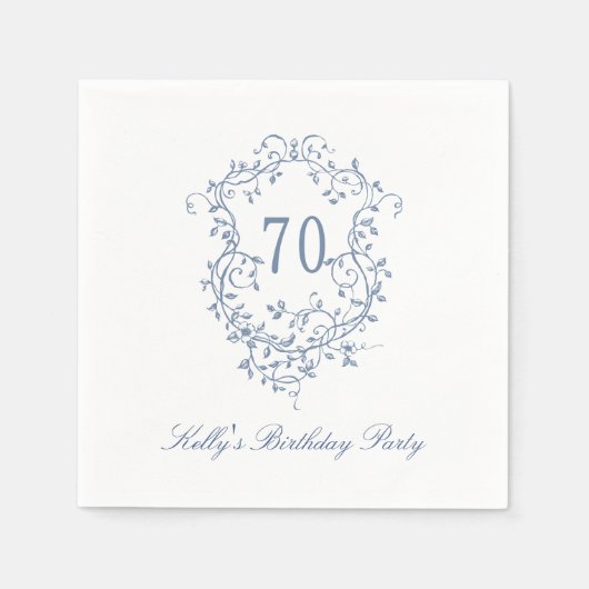 Klassiek Frans Victoriaans Blauw 70e Verjaardagsfe Servet (Voorkant)