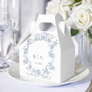 Klassiek Franse Blauwe Bloemen & Lint Bruiloft Bedankdoosjes