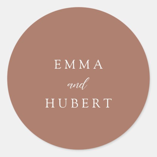 Klassiek gebrand Sinaasappel Elegant bruiloft Ronde Sticker (Voorkant)