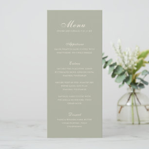 Klassiek Gedempte Groene Elegante Trouw Menu