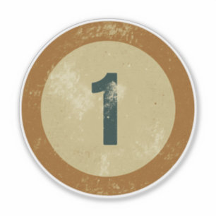 Klassiek gedesdistresseerd nummer 1 sticker