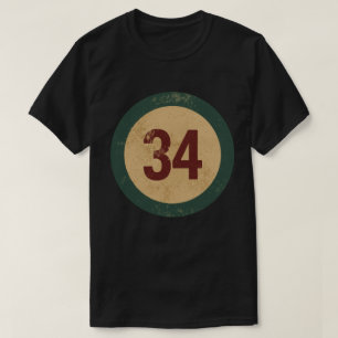 Klassiek gedesdistresseerd nummer 34 t-shirt