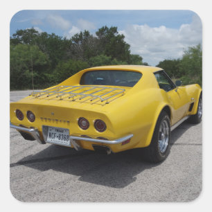 Klassiek geel 1973 Corvette Vierkante Sticker