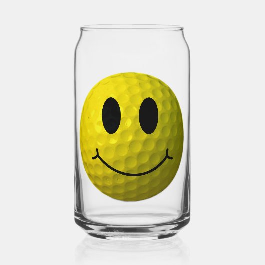 Klassiek geel gezicht golfbal blikvorm glas (Voorkant)