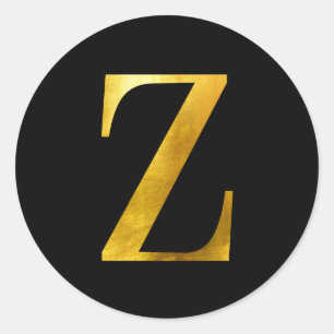 Klassiek geel goud folie monogram Z op zwart Ronde Sticker