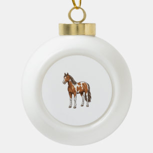 Klassiek gegraveerd Pinto-paard vectorontwerp_1 Keramische Bal Ornament