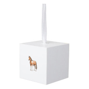 Klassiek gegraveerd Pinto-paard vectorontwerp_1 Kubus Ornament