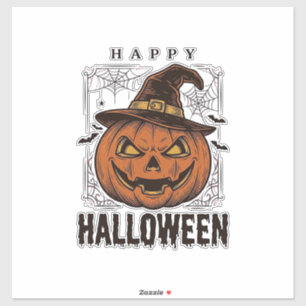 Klassiek Gelukkig Halloween Pompoen Gravure Ontwer Sticker