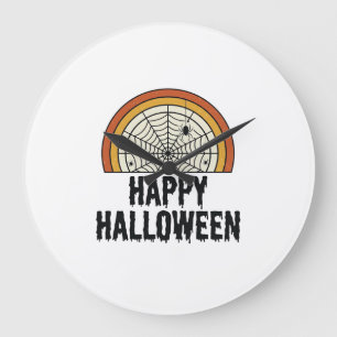Klassiek Gelukkig Halloween Spinnenweb Vectorontwe Grote Klok