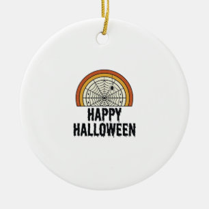 Klassiek Gelukkig Halloween Spinnenweb Vectorontwe Keramisch Ornament