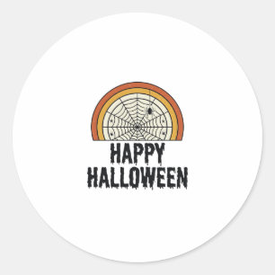Klassiek Gelukkig Halloween Spinnenweb Vectorontwe Ronde Sticker