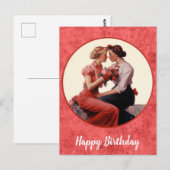 Klassiek gelukkig verjaardagsfeest lesbisch paar briefkaart (Voorkant / Achterkant)