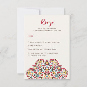 Klassiek geometrisch mandala patroon bruiloft RSVP kaartje
